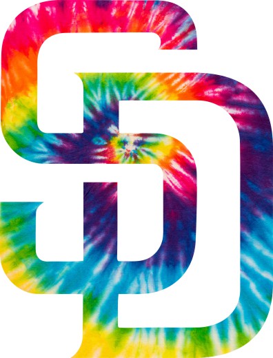 San Diego Padres rainbow spiral tie-dye logo iron on paper